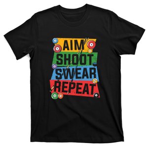 Aim Shoot Swear Repeat Billiards Dad Gift For Father’s Day T-Shirt