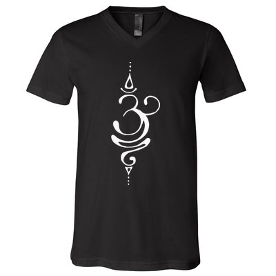 Ancient Sanskrit Symbol For BREATHE Inspiration Om Yoga V-Neck T-Shirt