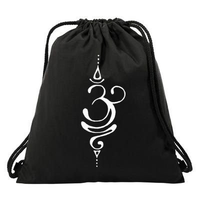 Ancient Sanskrit Symbol For BREATHE Inspiration Om Yoga Drawstring Bag