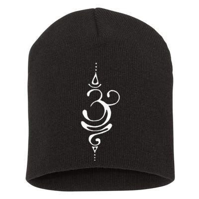 Ancient Sanskrit Symbol For BREATHE Inspiration Om Yoga Short Acrylic Beanie