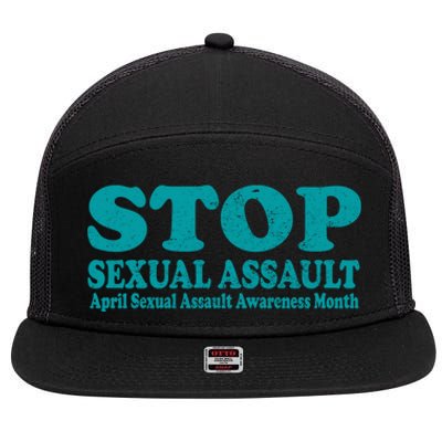 American Stop Sexual Assault April Awareness Month Gift 7 Panel Mesh Trucker Snapback Hat