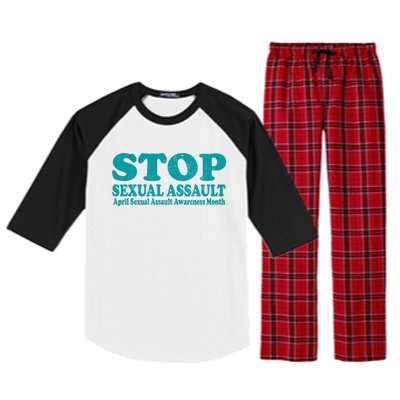 American Stop Sexual Assault April Awareness Month Gift Raglan Sleeve Pajama Set