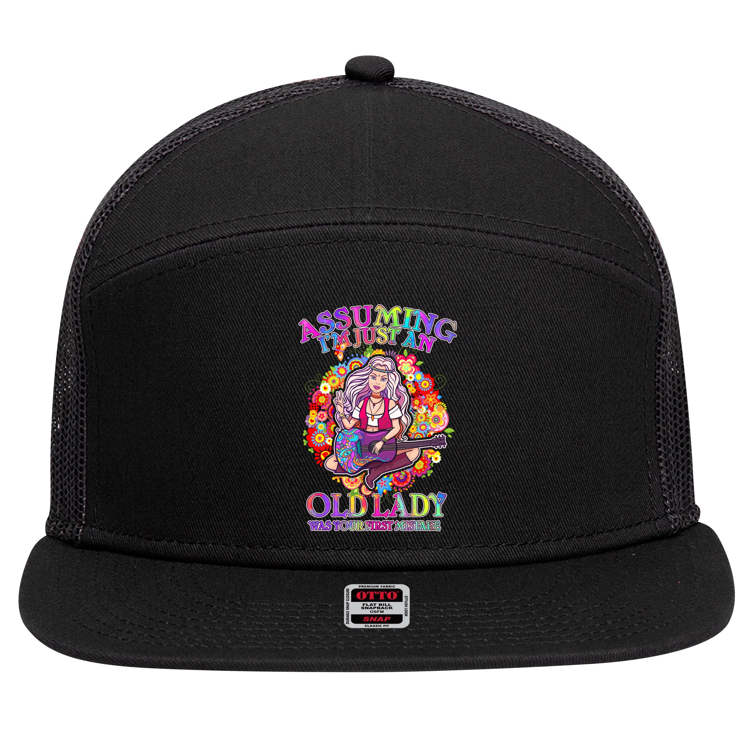 Assuming I'm Just An Old Lady 7 Panel Mesh Trucker Snapback Hat