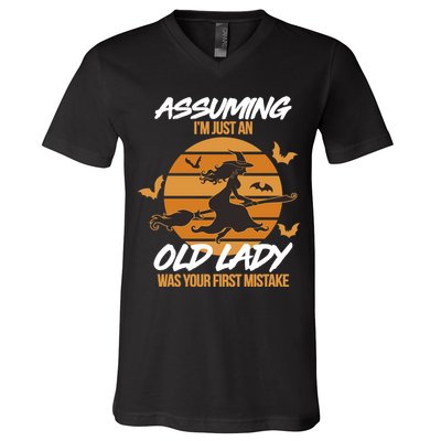 Assuming I'm Just An Old Lady Was a Mistake Halloween V-Neck T-Shirt
