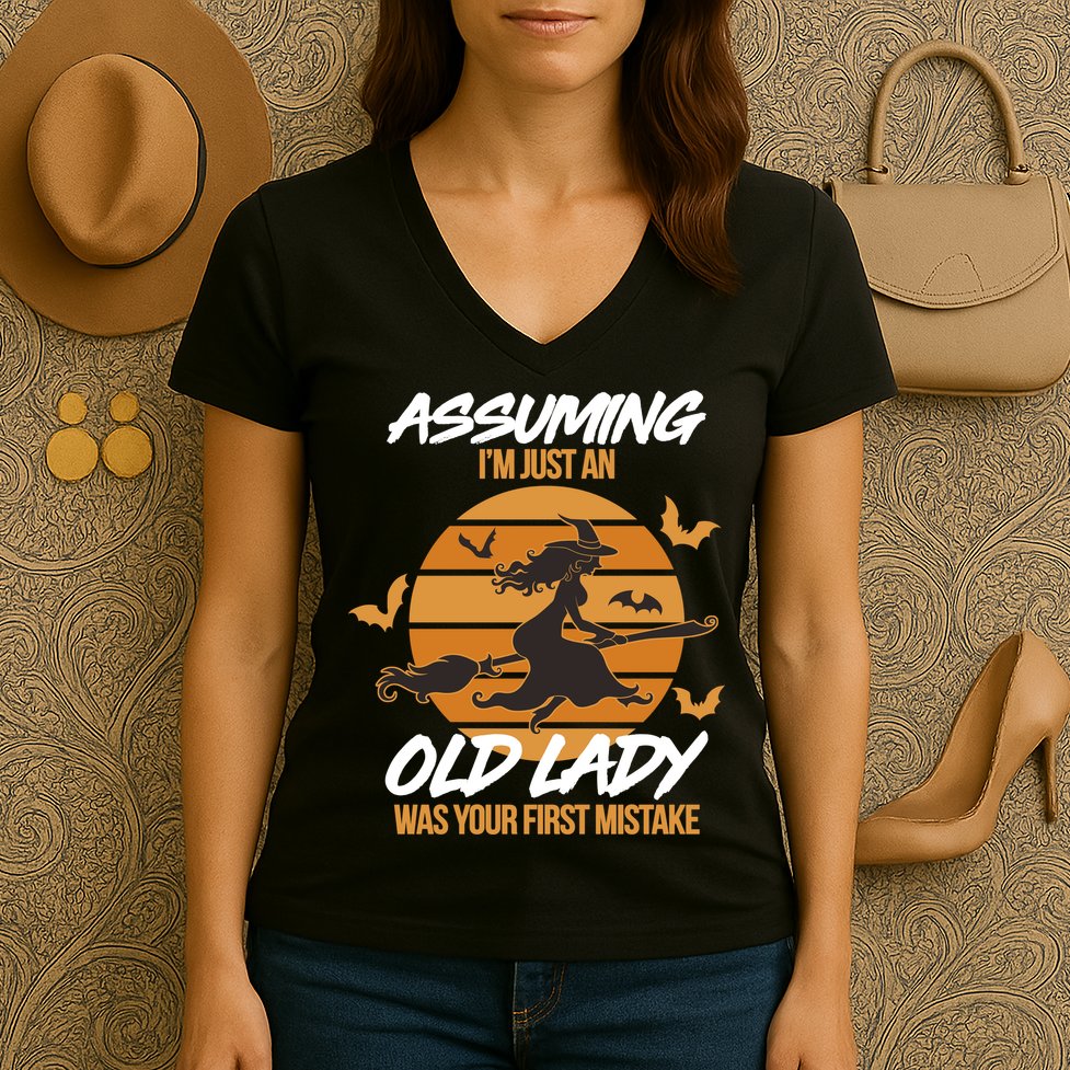 Assuming I'm Just An Old Lady Was a Mistake Halloween Women's V-Neck T-Shirt