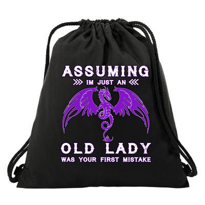Assuming I'm Just An Old Lady Was Your First Mistake Drawstring Bag