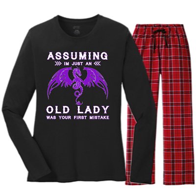 Assuming I'm Just An Old Lady Was Your First Mistake Women's Long Sleeve Flannel Pajama Set 