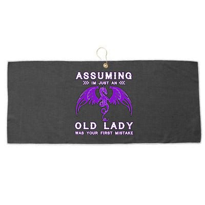 Assuming I'm Just An Old Lady Was Your First Mistake Large Microfiber Waffle Golf Towel