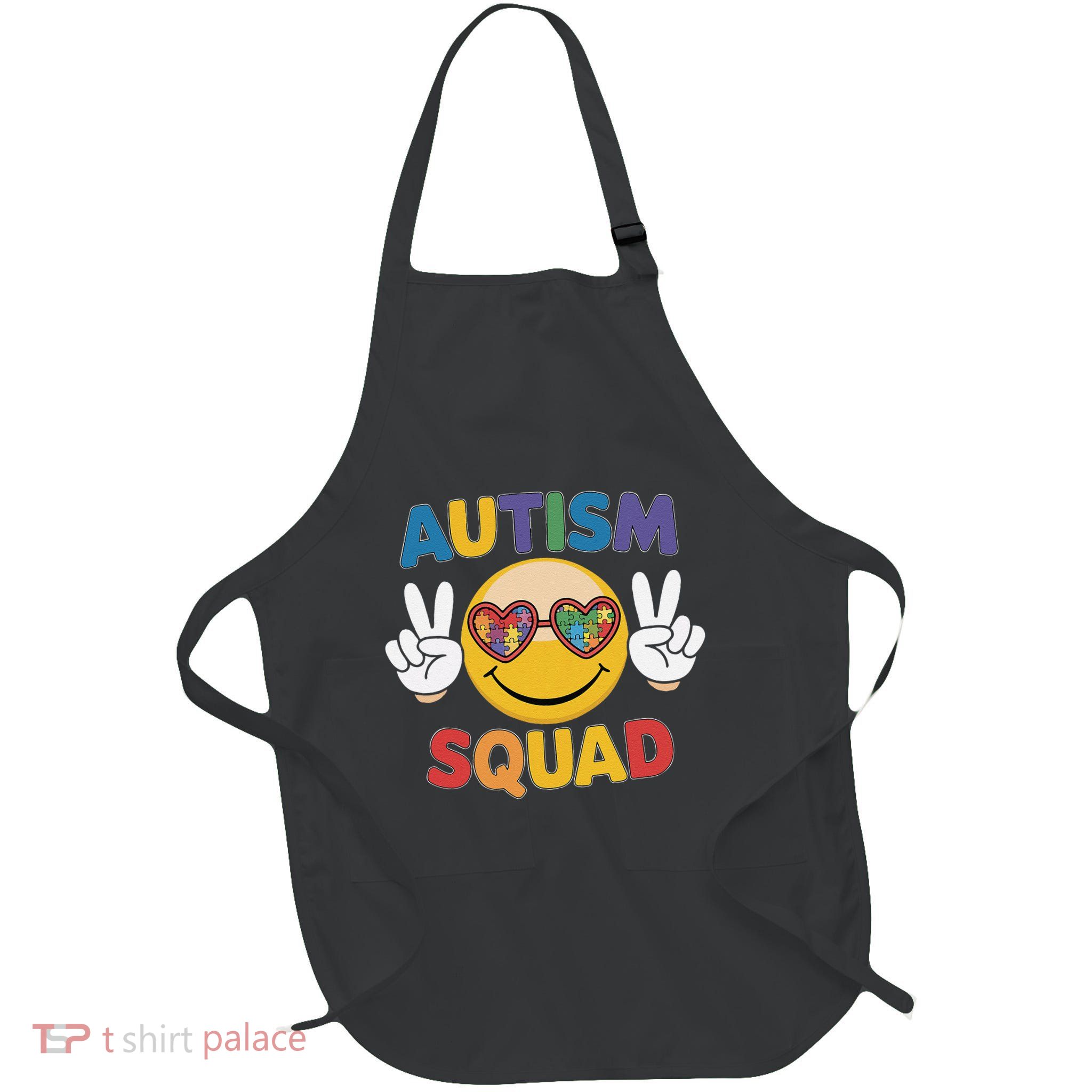 Autism Squad Team Support Inclusion And Awareness Full-Length Apron With Pockets
