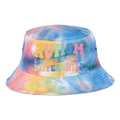 Autism Seeing The World Differently Groovy Tie Dye Newport Bucket Hat