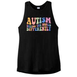 Autism Seeing The World Differently Groovy Ladies PosiCharge Tri-Blend Wicking Tank