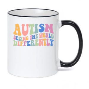 Autism Seeing The World Differently Groovy 11oz Black Color Changing Mug