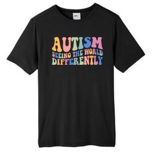 Autism Seeing The World Differently Groovy Tall Fusion ChromaSoft Performance T-Shirt