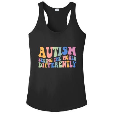 Autism Seeing The World Differently Groovy Ladies PosiCharge Competitor Racerback Tank