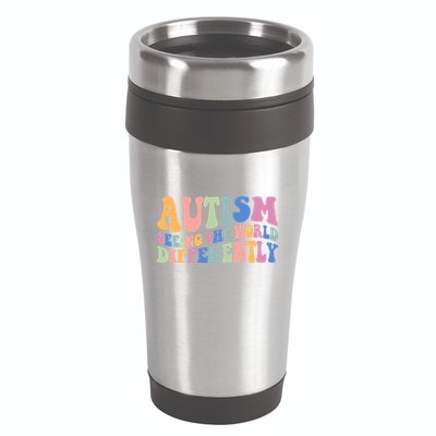 Autism Seeing The World Differently Groovy 16oz Travel Tumbler