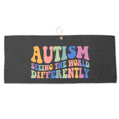 Autism Seeing The World Differently Groovy Large Microfiber Waffle Golf Towel