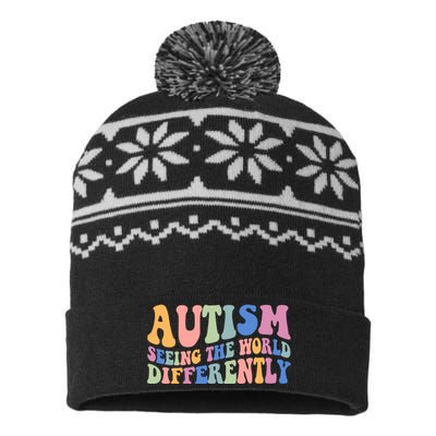 Autism Seeing The World Differently Groovy USA-Made Snowflake Beanie