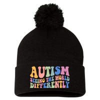 Autism Seeing The World Differently Groovy Pom Pom 12in Knit Beanie