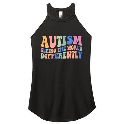 Autism Seeing The World Differently Groovy Women's Perfect Tri Rocker Tank