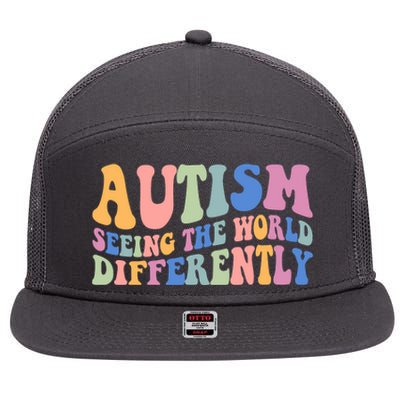 Autism Seeing The World Differently Groovy 7 Panel Mesh Trucker Snapback Hat