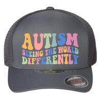 Autism Seeing The World Differently Groovy Flexfit Unipanel Trucker Cap