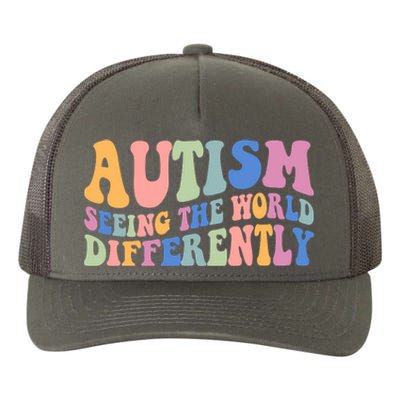 Autism Seeing The World Differently Groovy Yupoong Adult 5-Panel Trucker Hat