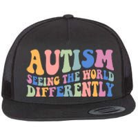 Autism Seeing The World Differently Groovy Flat Bill Trucker Hat