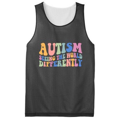 Autism Seeing The World Differently Groovy Mesh Reversible Basketball Jersey Tank