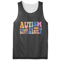 Autism Seeing The World Differently Groovy Mesh Reversible Basketball Jersey Tank