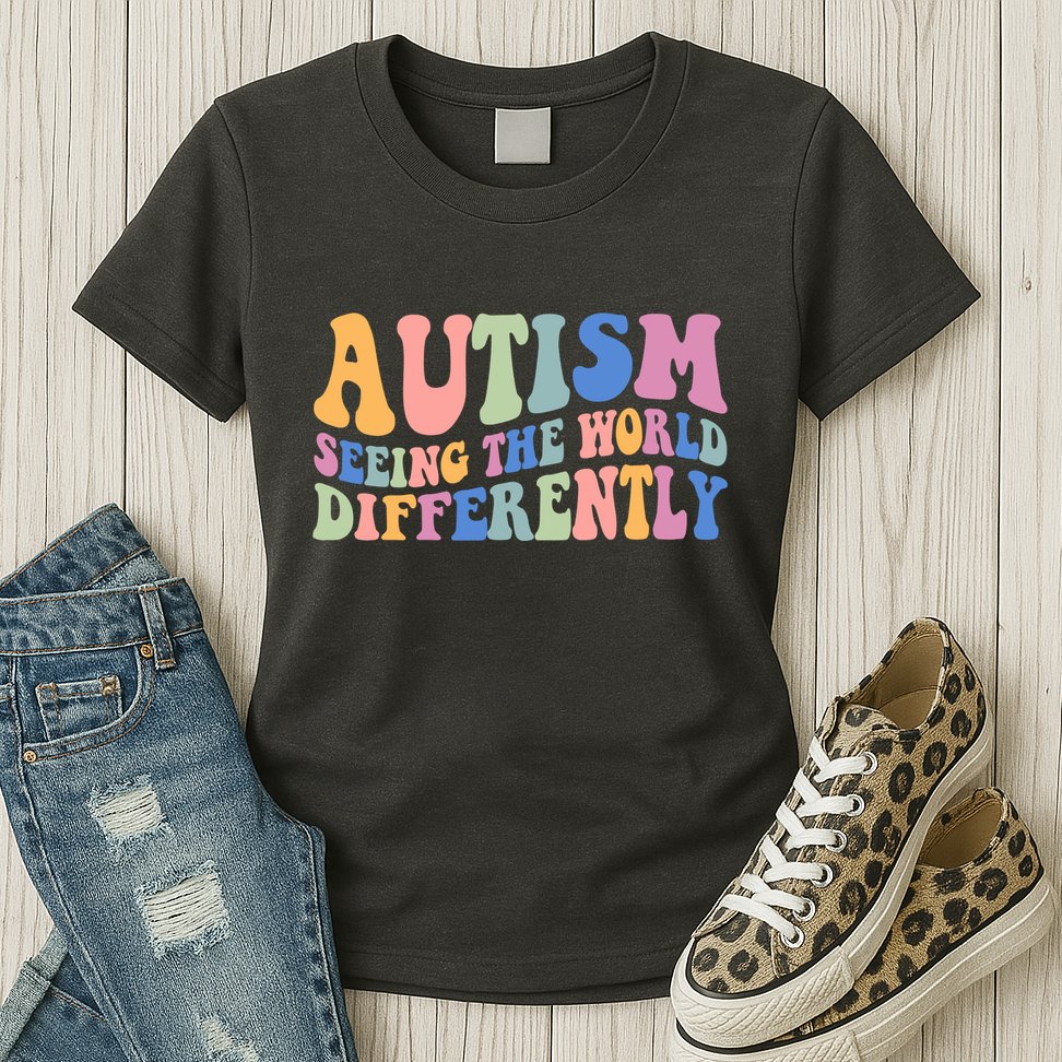 Autism Seeing The World Differently Groovy Womens T-Shirt