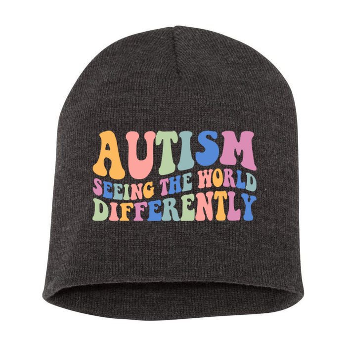 Autism Seeing The World Differently Groovy Short Acrylic Beanie