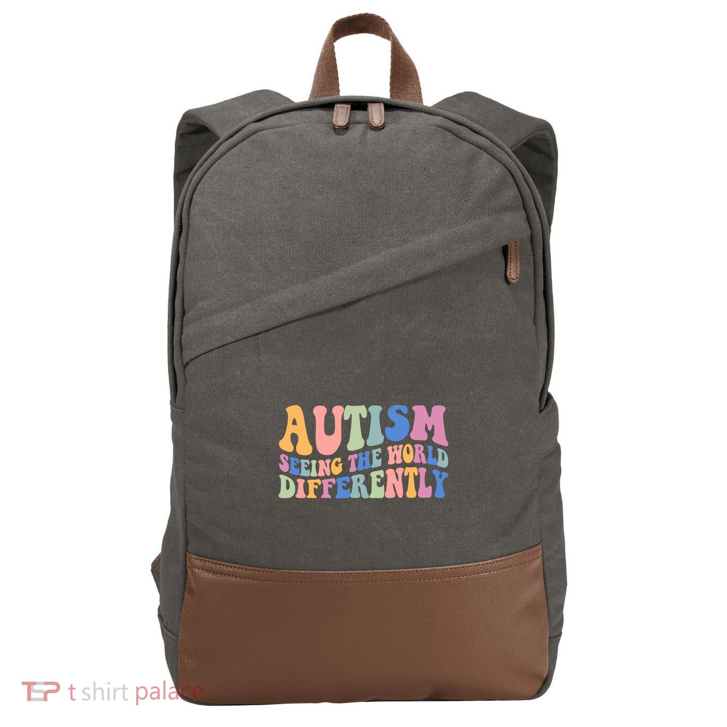 Autism Seeing The World Differently Groovy Cotton Canvas Backpack