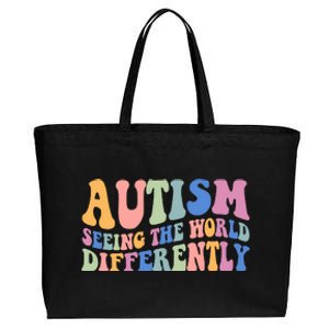 Autism Seeing The World Differently Groovy Cotton Canvas Jumbo Tote