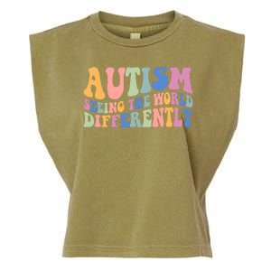 Autism Seeing The World Differently Groovy Garment-Dyed Women's Muscle Tee