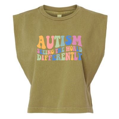 Autism Seeing The World Differently Groovy Garment-Dyed Women's Muscle Tee