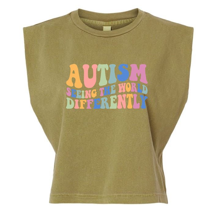 Autism Seeing The World Differently Groovy Garment-Dyed Women's Muscle Tee