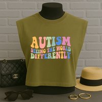 Autism Seeing The World Differently Groovy Garment-Dyed Women's Muscle Tee