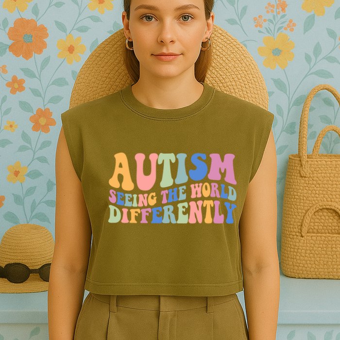 Autism Seeing The World Differently Groovy Garment-Dyed Women's Muscle Tee