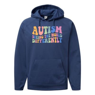 Autism Seeing The World Differently Groovy Performance Fleece Hoodie