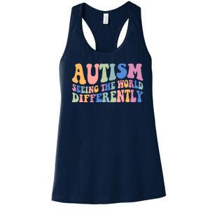 Autism Seeing The World Differently Groovy Women's Racerback Tank