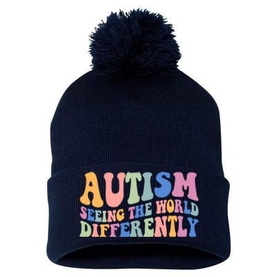 Autism Seeing The World Differently Groovy Pom Pom 12in Knit Beanie