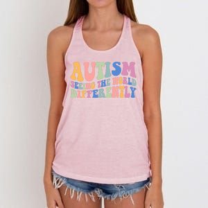 Autism Seeing The World Differently Groovy Women's Knotted Racerback Tank