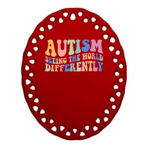 Autism Seeing The World Differently Groovy Ceramic Oval Ornament