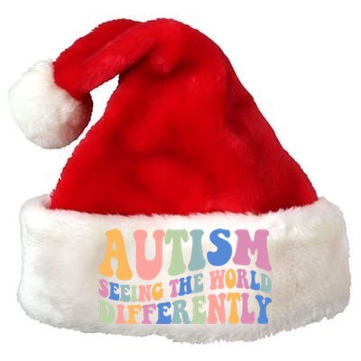 Autism Seeing The World Differently Groovy Premium Christmas Santa Hat