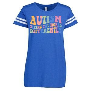 Autism Seeing The World Differently Groovy Enza Ladies Jersey Football T-Shirt