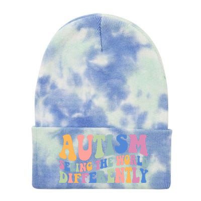 Autism Seeing The World Differently Groovy Tie Dye 12in Knit Beanie