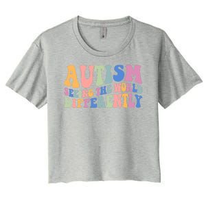 Autism Seeing The World Differently Groovy Women's Crop Top Tee