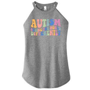 Autism Seeing The World Differently Groovy Women's Perfect Tri Rocker Tank