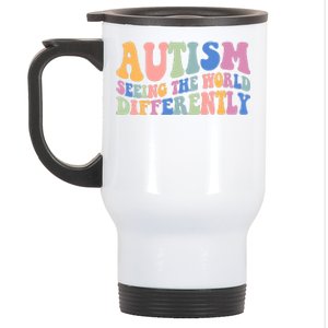 Autism Seeing The World Differently Groovy Stainless Steel Travel Mug