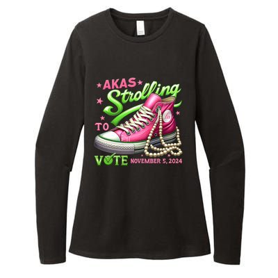 Akas Strolling To Vote November 5 2024 Kamala Harris Design Womens CVC Long Sleeve Shirt